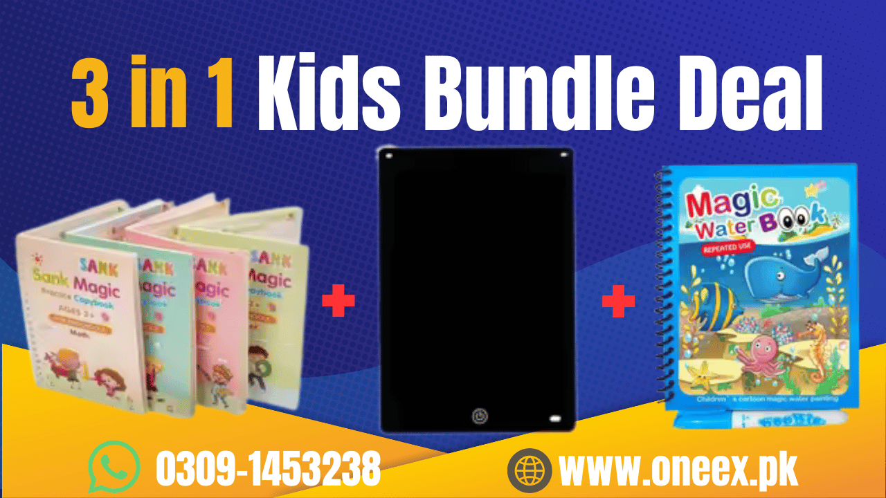 4-in-1 Sank Magic Practice Book + Water Magic Book + 6.5-Inch Multi-Color LCD Writing Tablet