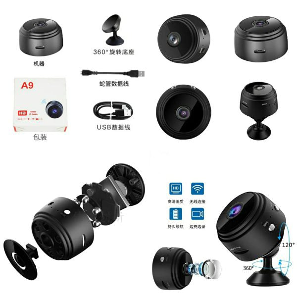 A9 Mini Wifi Camera 1080P - Home Security, Night Vision, Motion Detection
